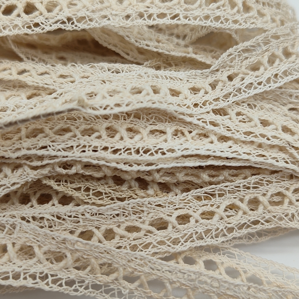 Vintage French Lace Trim 3 Yards 0.5" Antique Ivory Handmade Passementerie - Picture 2 of 3